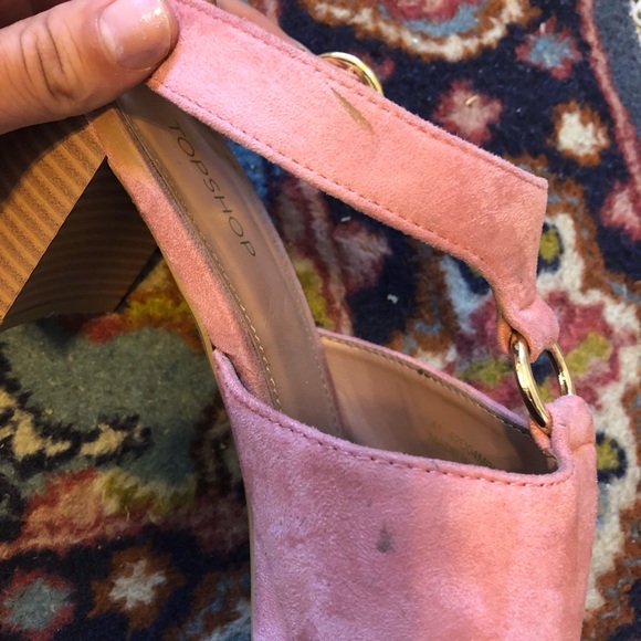 Topshop Pink Suede Block Heel Sandals - Picture 3 of 4
